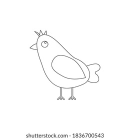 Vector illustration, funny baby chicken, on a white background, coloring pages. Vector illustration