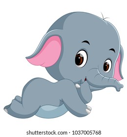 vector illustration of funny baby elephant cartoon