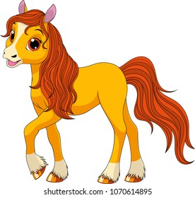 Vector illustration, funny baby foal, on a white background, fun playing, coloring pages