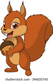 Vector illustration, funny baby squirrel, on a white background
