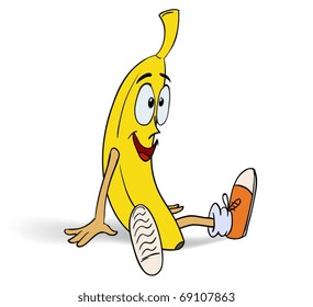 Vector illustration. funny banana sitting and smiling