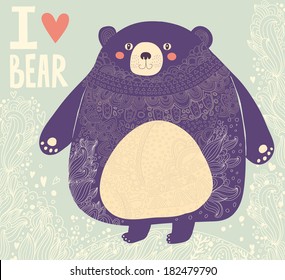 Vector illustration with funny bear 