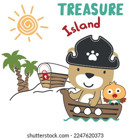 Vector illustration of funny bear pirate, suitable for stickers and t shirts kids baby, t shirt print design, fashion graphic and other decoration.