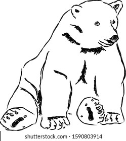 Vector illustration Funny  bear. Sketch  bear sitting in a funny pose. 