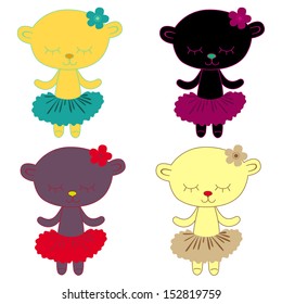 The vector illustration with funny bear-ballerina