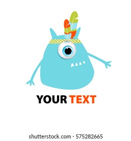 Vector illustration of a funny blue monster. It can be used as a poster, postcard invitation.