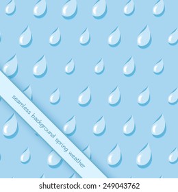Vector illustration: Funny blue rainy drops seamless background
