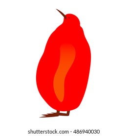 Vector illustration of funny bright  king penguin chick isolated on white background
