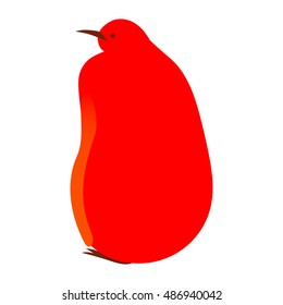 Vector illustration of funny bright  king penguin chick isolated on white background
