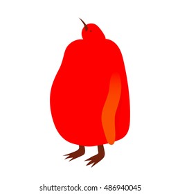 Vector illustration of funny bright  king penguin chick isolated on white background