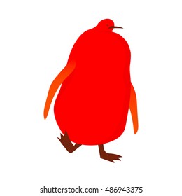 Vector illustration of funny bright  king penguin chick isolated on white background