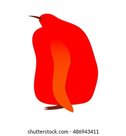 Vector illustration of funny bright  king penguin chick isolated on white background