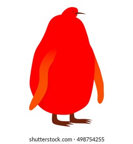 Vector illustration of funny bright  king penguin chick isolated on white background