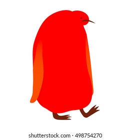 Vector illustration of funny bright  king penguin chick isolated on white background