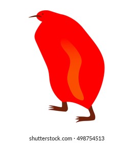 Vector illustration of funny bright  king penguin chick isolated on white background