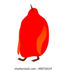 Vector illustration of funny bright  king penguin chick isolated on white background