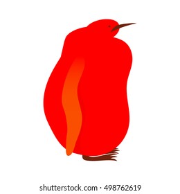 Vector illustration of funny bright  king penguin chick isolated on white background