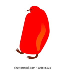 Vector illustration of funny bright  king penguin chick isolated on white background