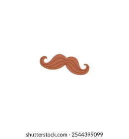 Vector illustration of a funny brown mustache in retro style on a white background. Twisted and curly patterns add cartoon humor to the masking theme.