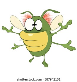 Vector Illustration of a Funny Bug. Cartoon Character