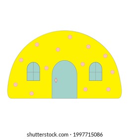Vector illustration of funny buildings. Cheerful, fun, colorful and bright houses on white background. (Cartoon flat comic style)