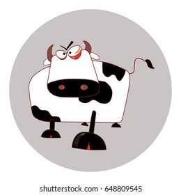 Vector illustration with funny Bull. Print. Character.