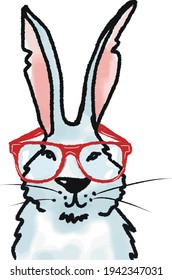 vector illustration of funny bunny easter