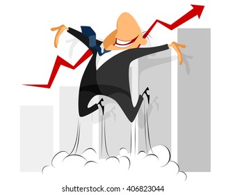 Vector illustration of a funny businessman jumping