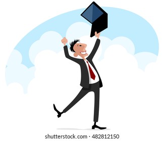 Vector illustration of a  funny businessman with notebook