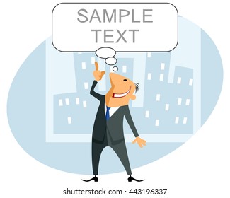 Vector illustration of a funny businessman thinking