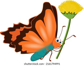 vector illustration of a funny butterfly for kids 