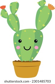 Vector illustration of a funny cactus character in cartoon style isolated on white background