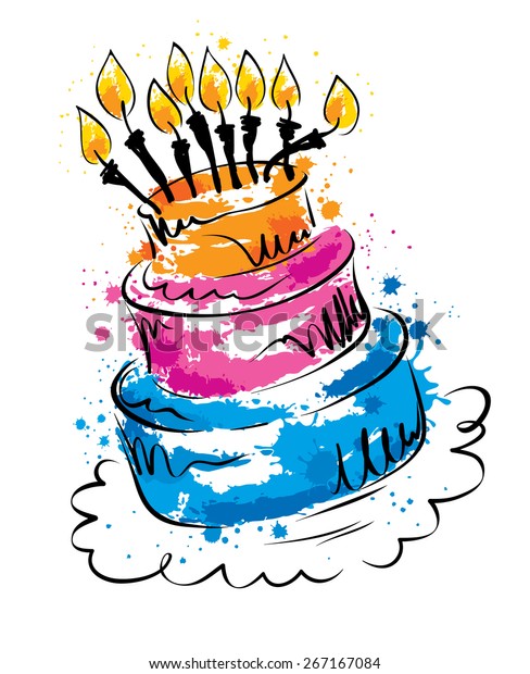 Vector Illustration Funny Cake Stock Vector (Royalty Free) 267167084