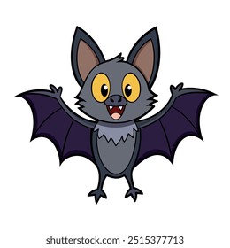 Vector illustration of a funny cartoon bat, designed in a playful style perfect for children's products, decorations, and Halloween-themed designs.