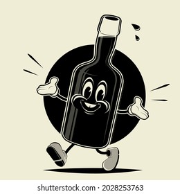 Vektorgrafik einer lustigen Cartoon-Flasche im Retro-Stil