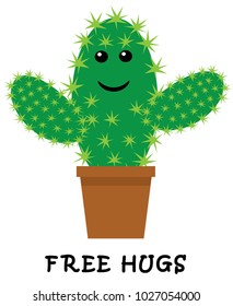vector illustration of funny cartoon cactus in a pot