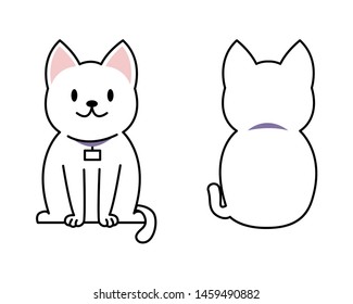  Vector illustration of funny cartoon cats breeds set. Cats collection, Vector silhouette of cats on white background, White Cat.eps 10 vector.
