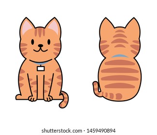  Vector illustration of funny cartoon cats breeds set. Cats collection, Vector silhouette of cats on white background, Orange Short Hair Cat .eps 10 vector.
