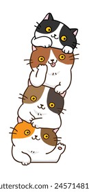 Ilustración vectorial de gatos divertidos de dibujos animados en el fondo aislado