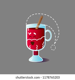 Vector illustration with funny cartoon character of laughing irish glass dressed like Santa Claus