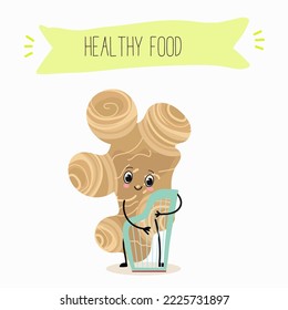 Vector illustration of funny cartoon character Jerusalem artichoke playing harp, healthy food, kitchen, ingredients, kids t-shirt design.