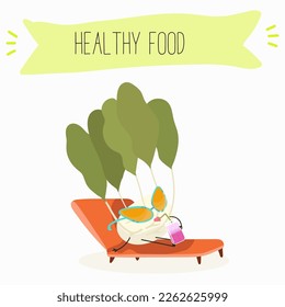 Ilustración vectorial con graciosos personajes caricaturistas de rábano picante, colirrábano. Comida divertida y saludable. Vitaminas, lindos alimentos faciales, ingredientes, vegetarianos, dibujos vectoriales, antioxidantes.