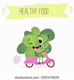 Vector illustration with funny cartoon characters cress, watercress, salad,kawaii, corn salad, cornsalad, lamb’s-lettuce,  vegetable. Doing sports, playing musical instruments.