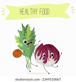 Ilustración vectorial con graciosos personajes de caricatura eruca, rucola, colewort, rucoli, roquette, cohetes de jardín, ruchetta,
arugula, eruca, rucola, colewort, rucoli, roquette, verdura. 