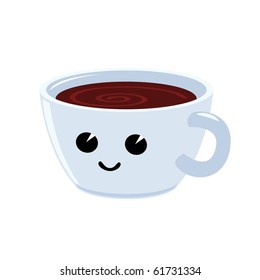 Vector illustration of funny cartoon coffee cup
