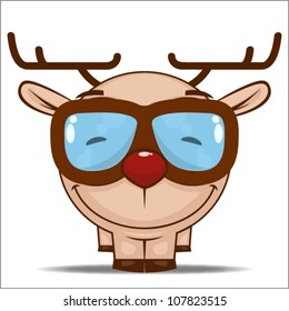 Vector illustration with funny cartoon deer character.