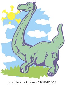 Vector illustration of funny cartoon dinosaur