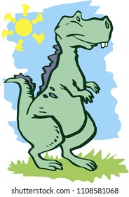 Vector illustration of funny cartoon dinosaur