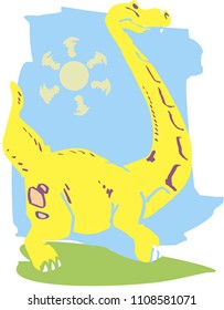 Vector illustration of funny cartoon dinosaur