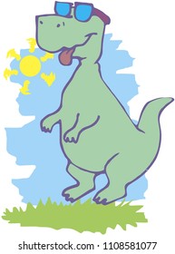 Vector illustration of funny cartoon dinosaur